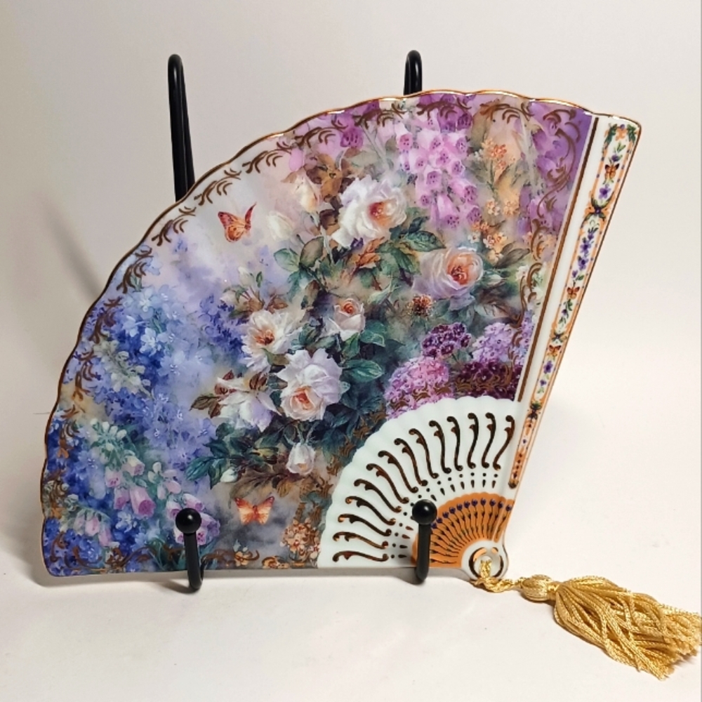 Vtg 1998 Lena Liu Unfolding Beauty "GRACE" Porcelain Fan Bradford Exchange